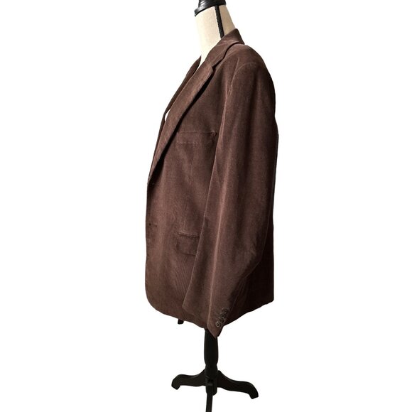 Michael Brandon Corduroy Brown Blazer 2 Button Cotton Lined Pockets Size XXL - Picture 3 of 7